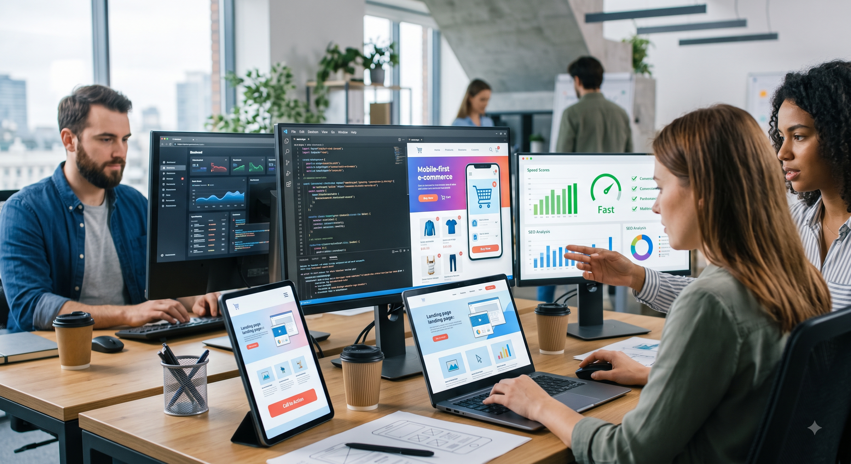 Mockup de sites responsivos em desktop e mobile